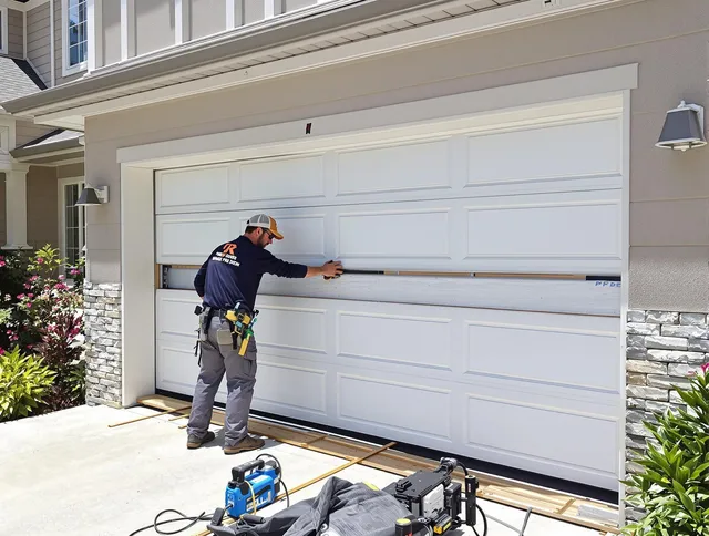 Abington Garage Door Repair team performing complete garage door replacement at Abington residence