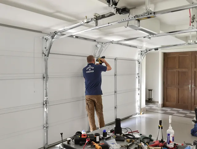 Abington Garage Door Repair certified technician performing precision garage door repair in Abington