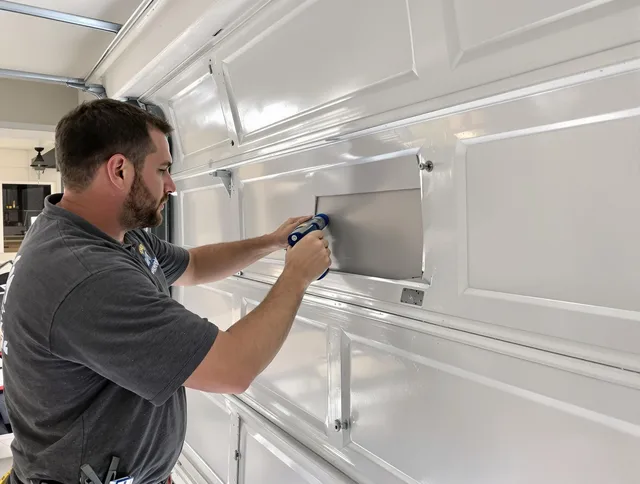 Garage door panel repair by Abington Garage Door Repair in Abington